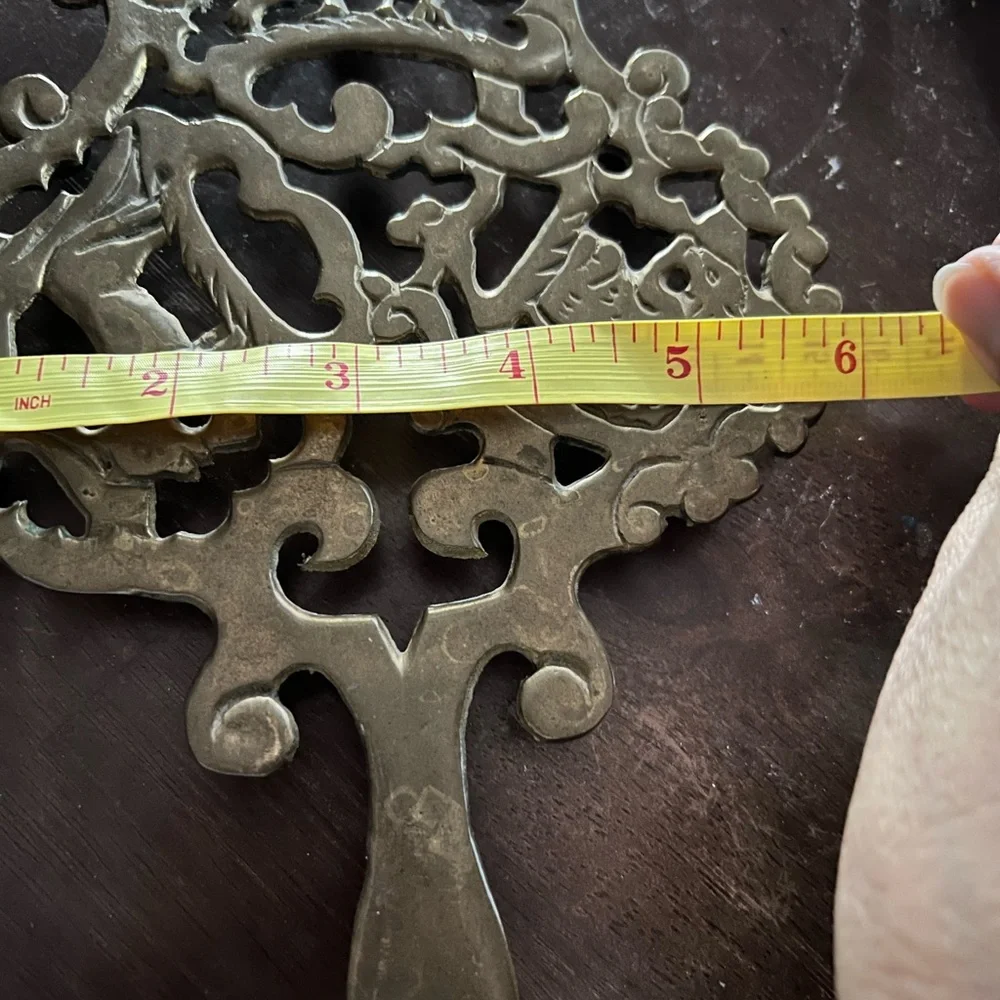 Vintage brass teapot rest trivet‎ English style lion squirrel & other animals